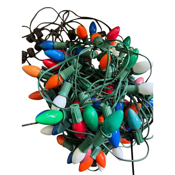 Christmas Holiday Light Strings Decor (4) VTG C9 Multicolor Bulbs + Empty Strand - Picture 1 of 10